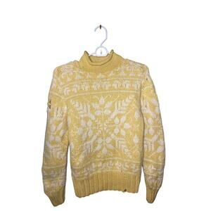 Vintage 80s Girls Junior's 16 Obermeyer Wool Yellow Ski Sweater